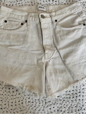 AGOLDE Parker White Frayed Hem Denim Shorts cutoffs